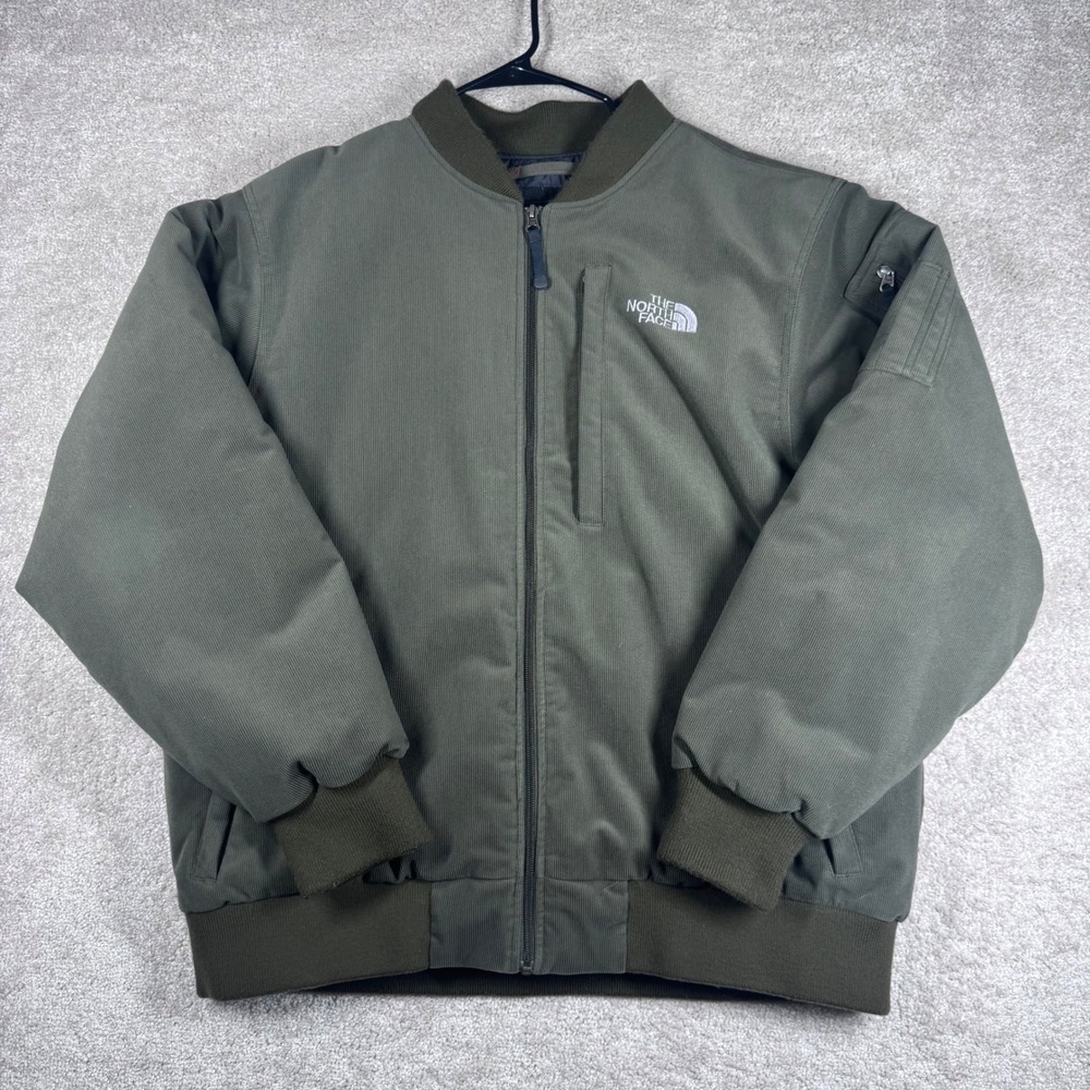 The North Face Mens XL Green Corduroy Insulated Bomber Jacket AH4B Full Zip Coat